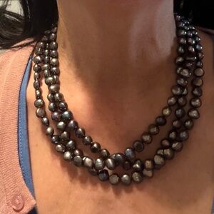 3-strand black river pearl necklace